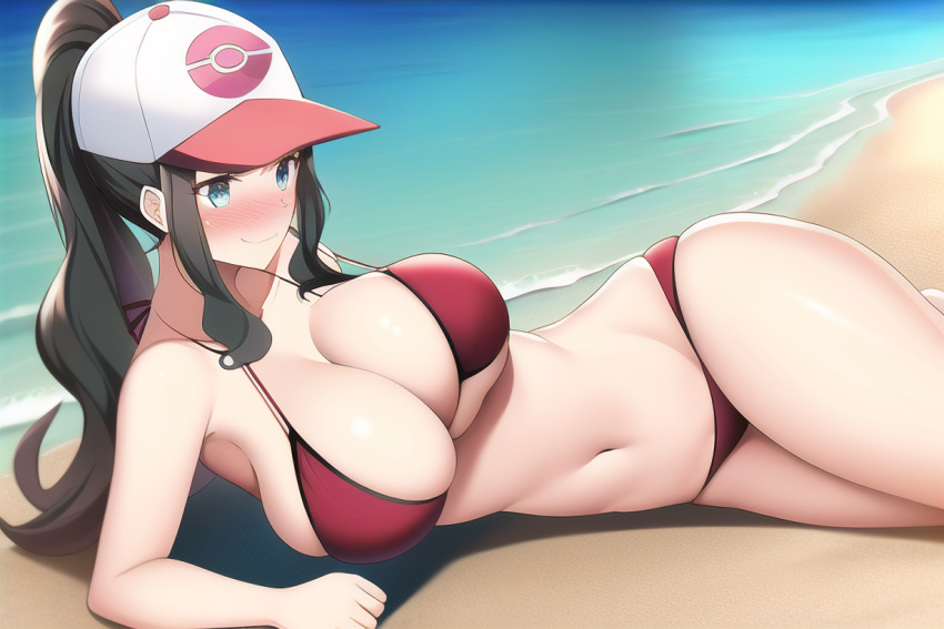 Hentai Nintendo Girl Alluring Bare Legs Beach Big Breasts Bikini