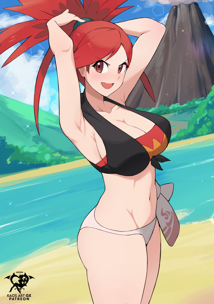 Hentai Nintendo Girl Alluring Beach Big Breasts Bikini Cleavage Crop