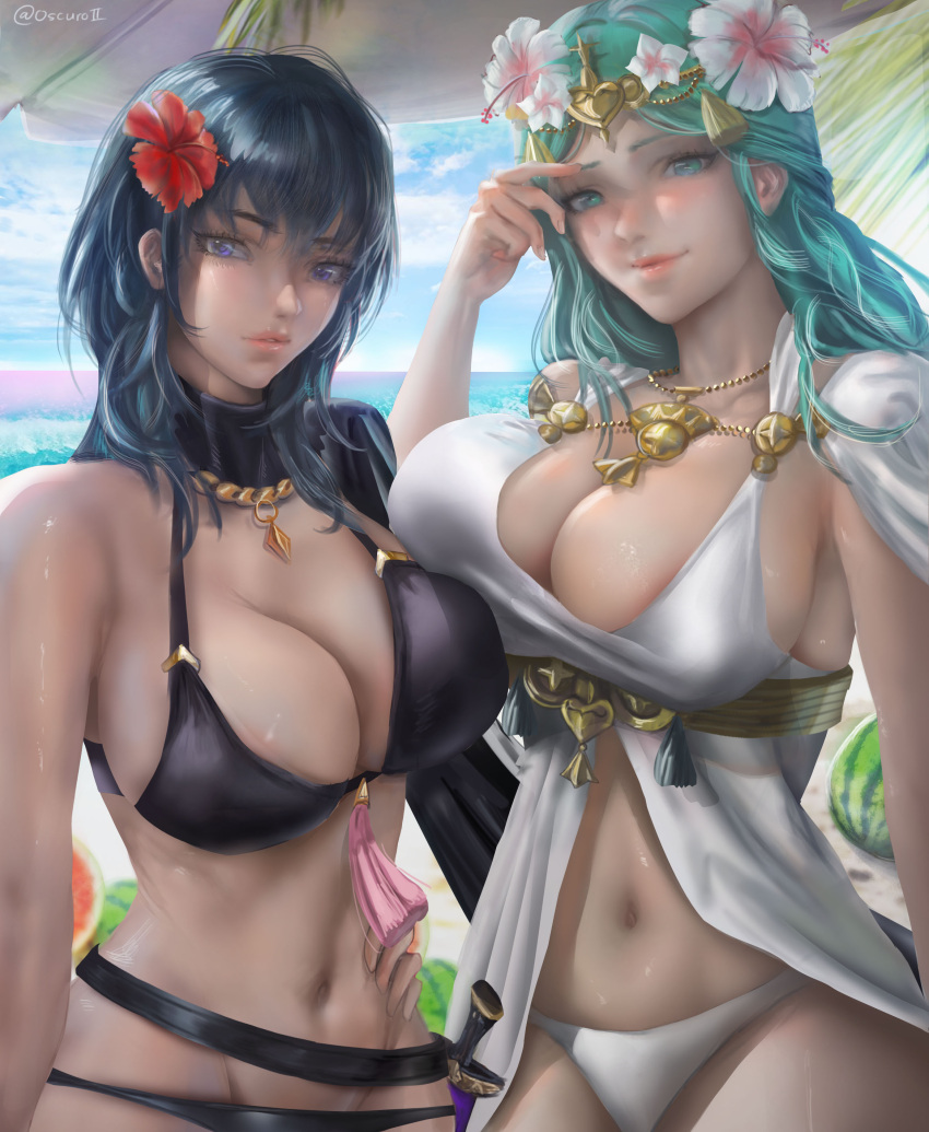 Hentai Nintendo Girls Alluring Bare Midriff Big Breasts Bikini