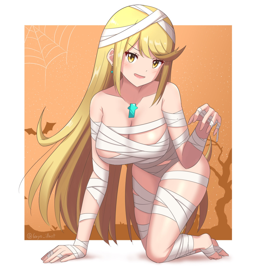 Hentai Blonde Girl Oryo Illust Alluring Big Breasts Blonde Hair Breasts Core Crystal