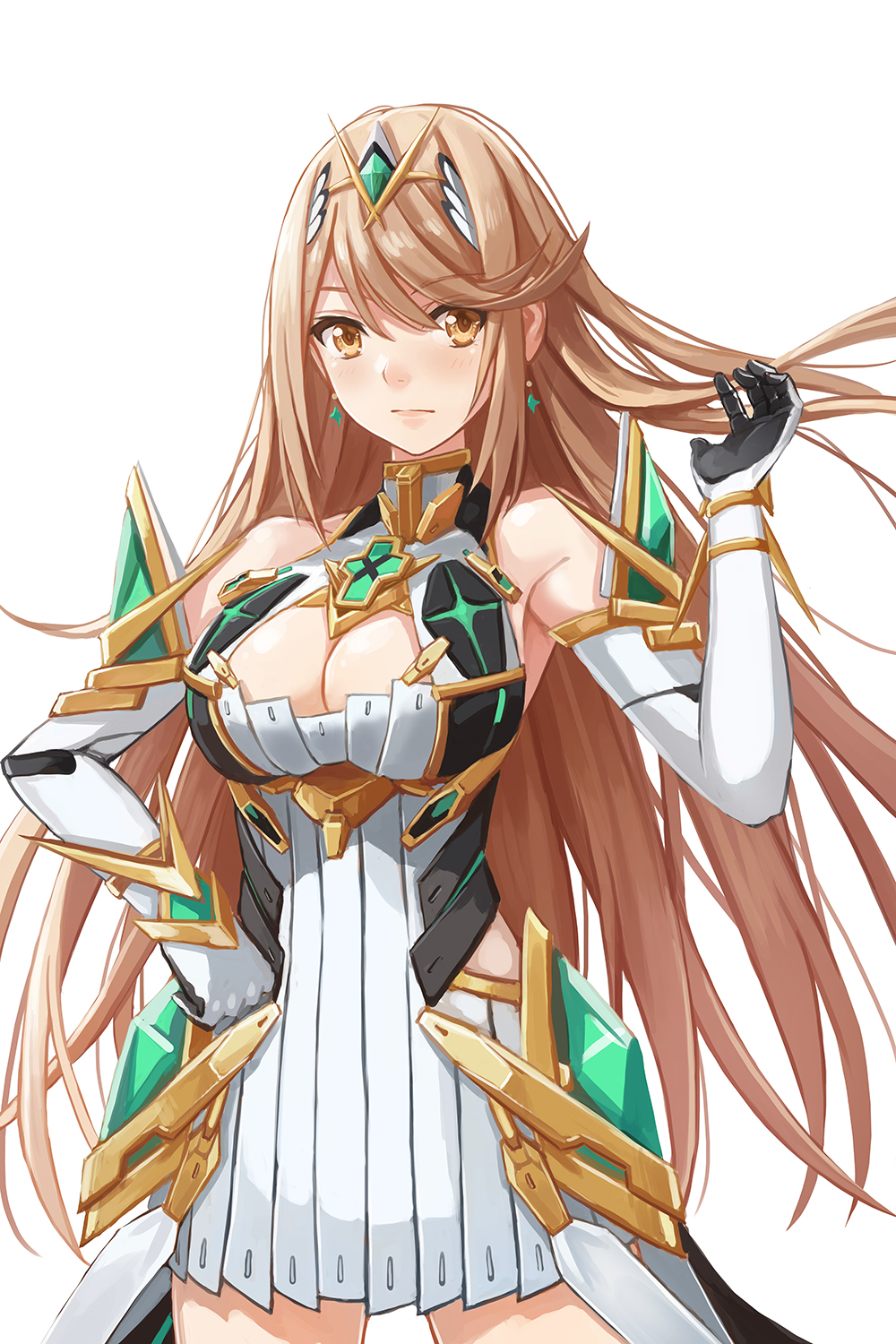 Hentai Nintendo 1girl 1girl Alluring Armor Bare Shoulders Big Breasts