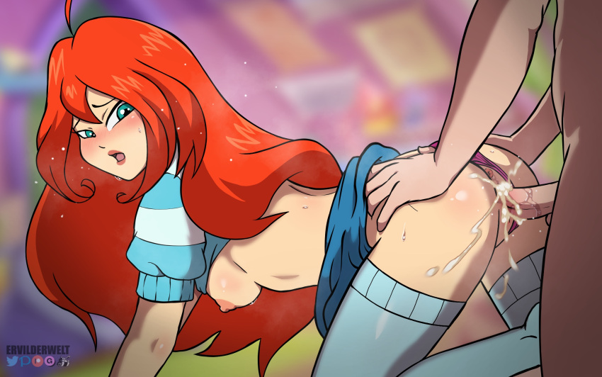 ass bloom_(winx_club) cum cum_in_pussy cum_inside doggy_position ervilderwelt exposed_breasts from_behind from_behind_position male/female partially_clothed red_hair sex underwear vaginal winx_club