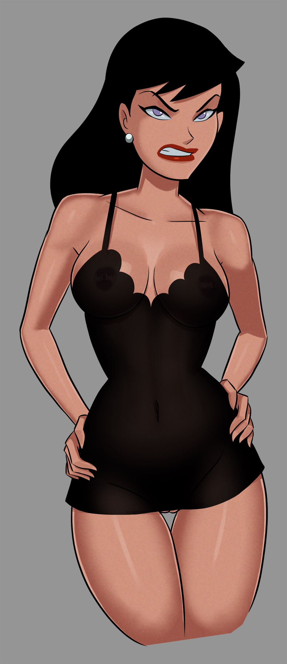 1girl big_breasts black_hair breasts female_focus lois_lane long_hair patreon patreon_paid patreon_reward solo_female something_unlimited sunsetriders7