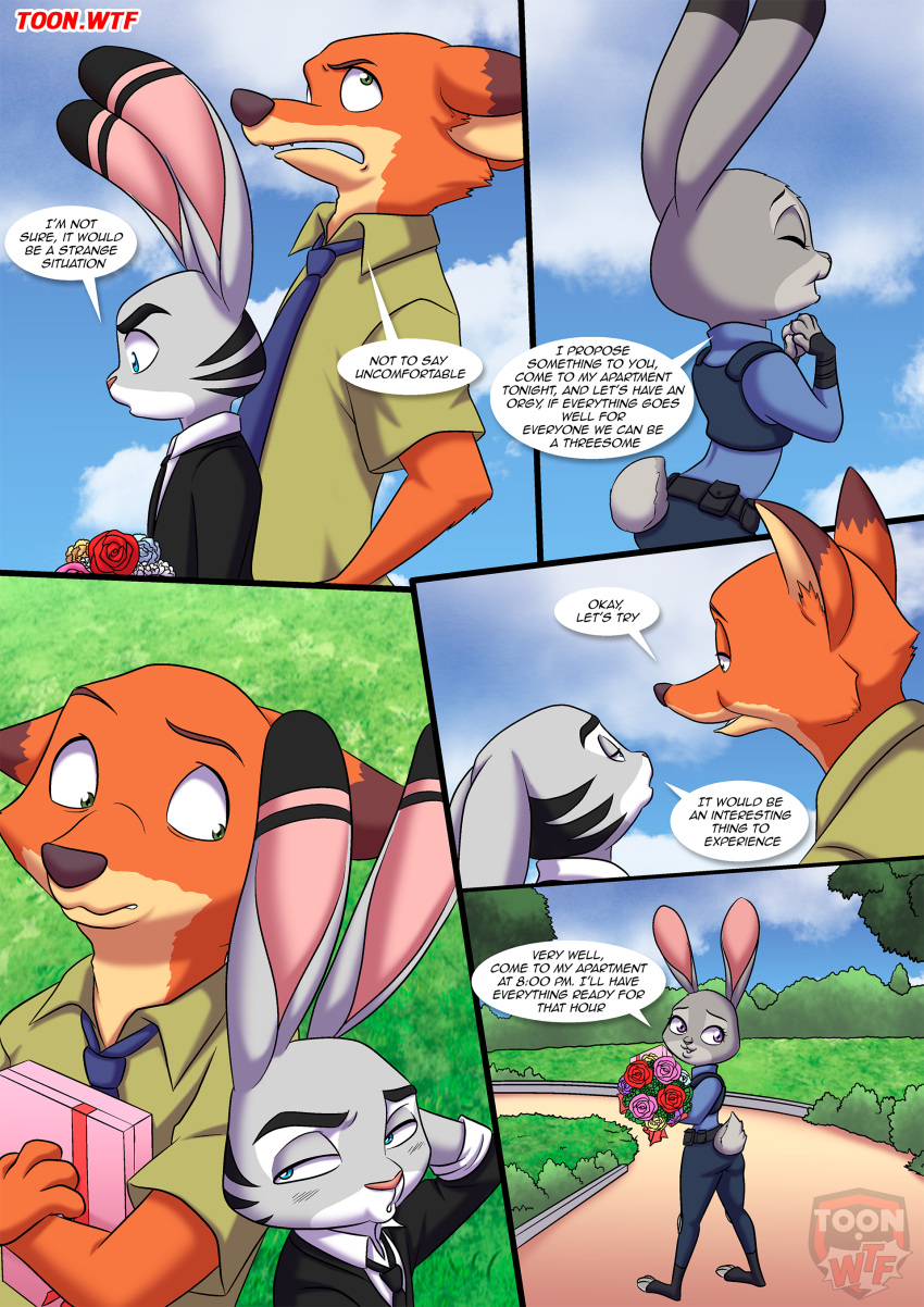 1girl 2boys a_fun_threesome_(comic) bbmbbf comic disney fur34* furry jack_savage judy_hopps nick_wilde palcomix zootopia