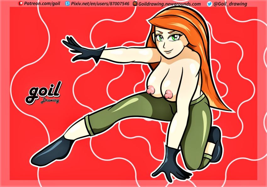 breasts erect_nipples gloves kim_possible kimberly_ann_possible leggings no_bra thighs topless