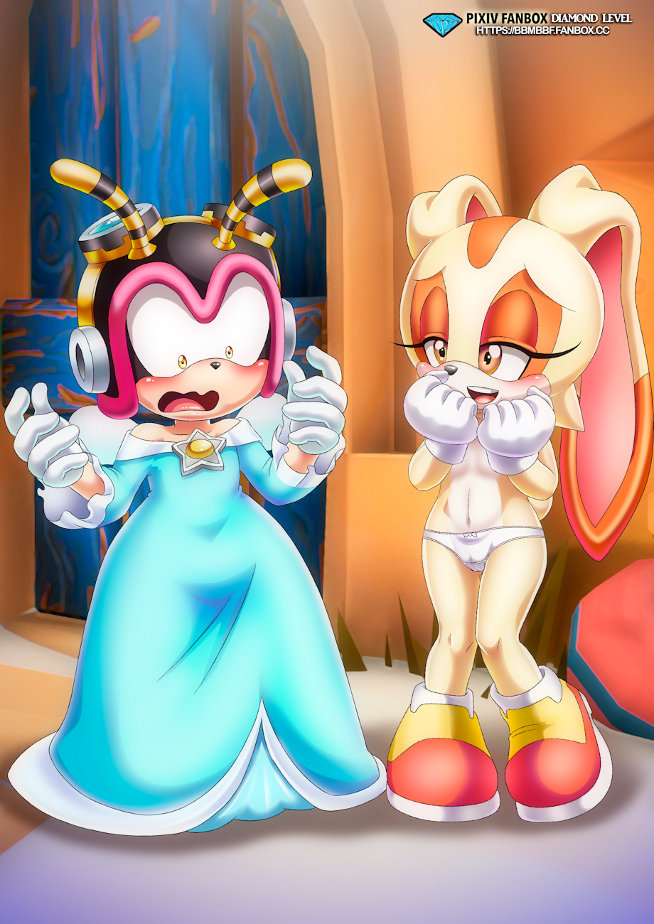 1boy 1girl bbmbbf charmy_bee cosplay cream_the_rabbit crossdressing crossover crossover_cosplay diamond_level mario_(series) mobius_unleashed nintendo palcomix pietro's_secret_club princess_rosalina princess_rosalina_(cosplay) sega sonic_the_hedgehog_(series) super_mario_galaxy tagme