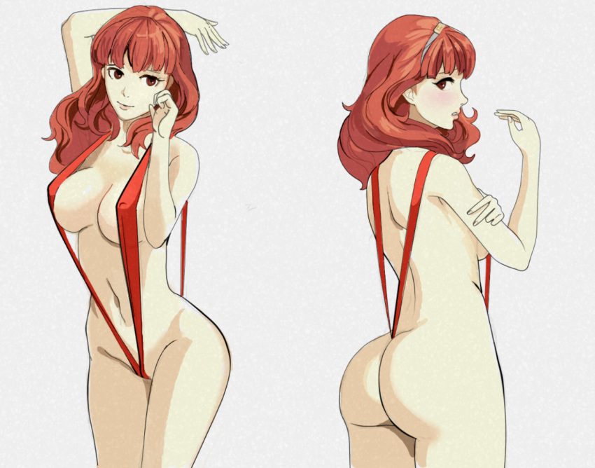 1girl 1girl 1girl alluring ass back back_view bare_back big_ass big_breasts brown_eyes celica_(fire_emblem) fire_emblem fire_emblem_echoes:_shadows_of_valentia fire_emblem_gaiden large_ass long_hair looking_at_viewer looking_back medium_hair mostly_nude multiple_poses nipple_bulge orange_hair red_hair sideboob skimpy skimpy_clothes sling_bikini smile solo_female sunbeam_(artist) thong_bikini