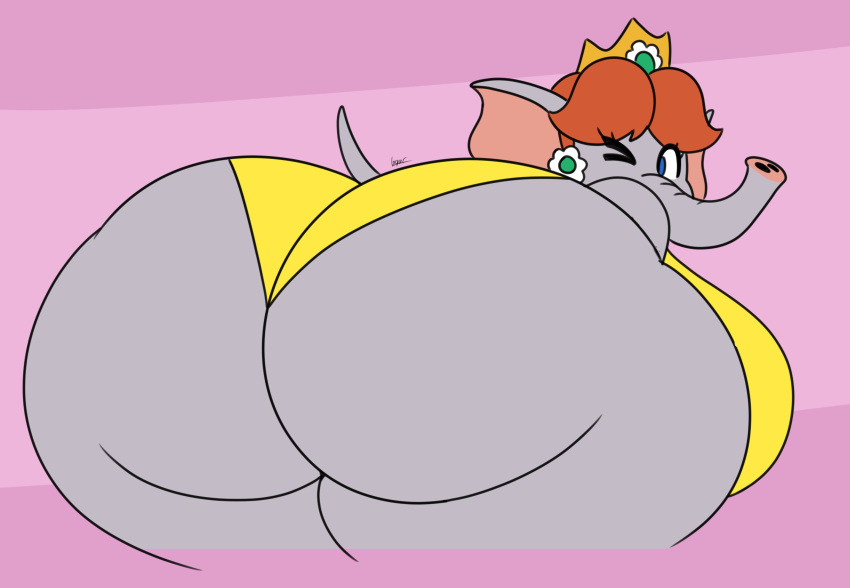 1girl anthro ass bbw big_ass big_breasts breasts bubble_ass bubble_butt dat_ass dorahden elephant elephant_daisy female_only huge_ass huge_breasts large_ass mario_(series) nintendo princess_daisy sexy sexy_ass sexy_body sexy_breasts smelly_ass super_mario_bros._wonder