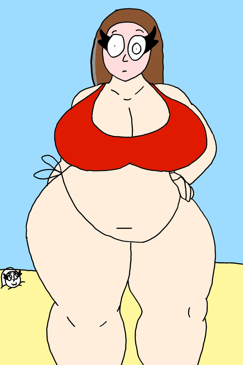 beach belly_button big_ass big_belly big_breasts bikini blush chubby chubby_female metalpipe55_(artist) waifuoc-verse yanara_toledo