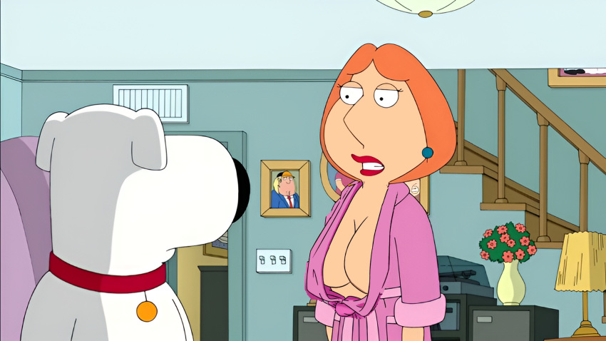 big_breasts brian_griffin cleavage family_guy lois_griffin milf robe