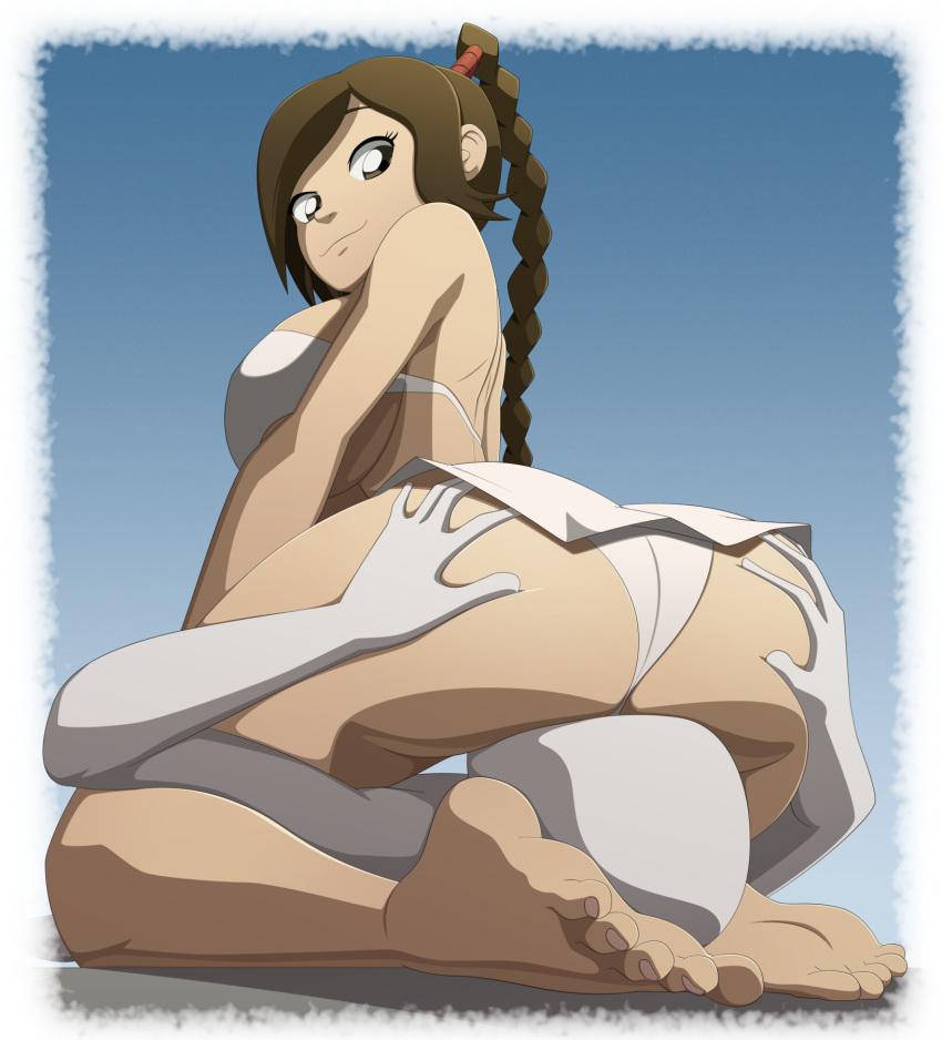 1girl ass ass_grab avatar:_the_last_airbender barefoot big_ass big_breasts bikini breasts clothed_female dat_ass facesitting feet female_focus long_hair male/female ravenravenraven soles solo_female swimsuit tagme teen toes ty_lee