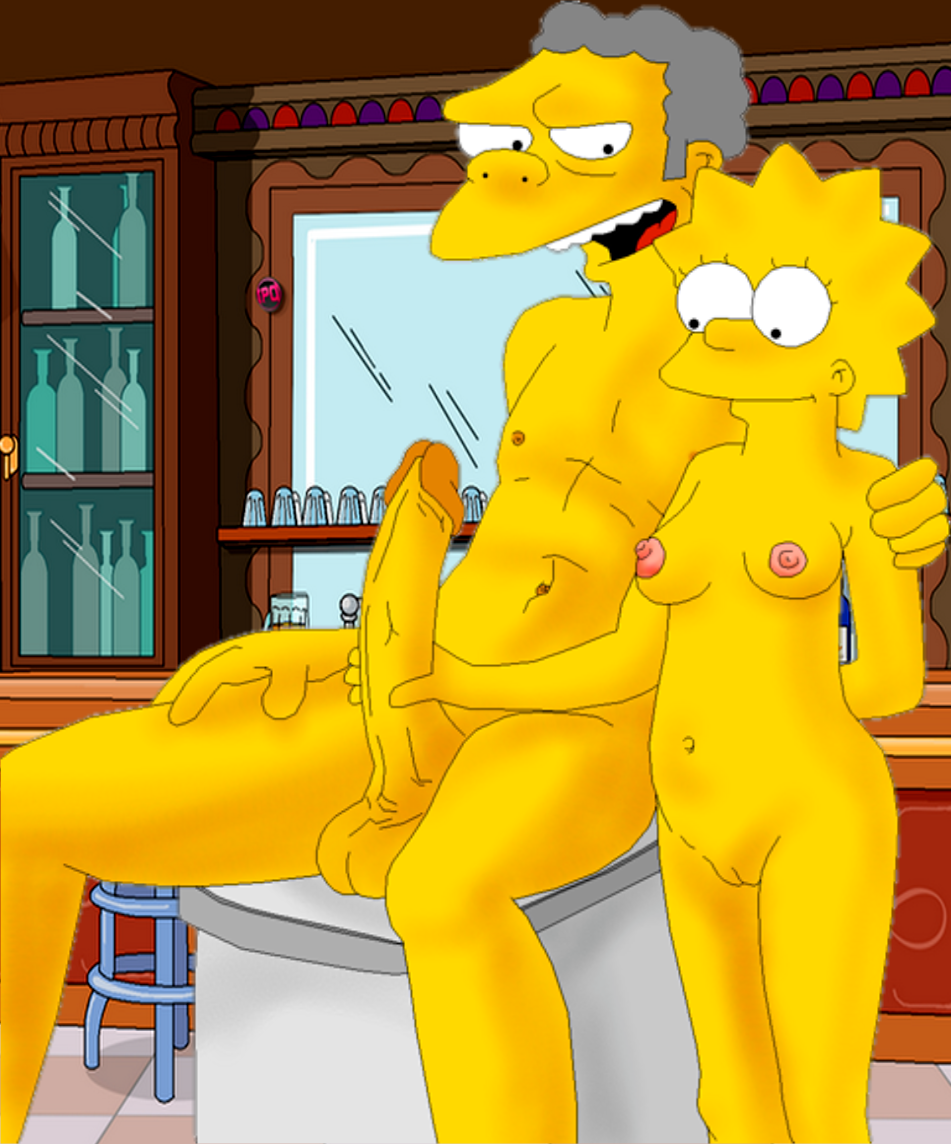 1boy 1girl breasts cleft_of_venus completely_nude erection exposed_breasts imminent_sex lisa_simpson looking_at_penis moe_szyslak nipples nude penis pussy the_simpsons white_background yellow_skin