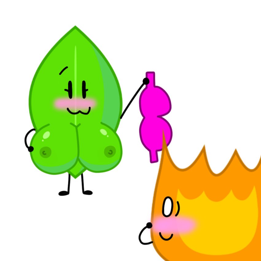 1boy1girl bfdi bra breasts leafy_(bfdi)