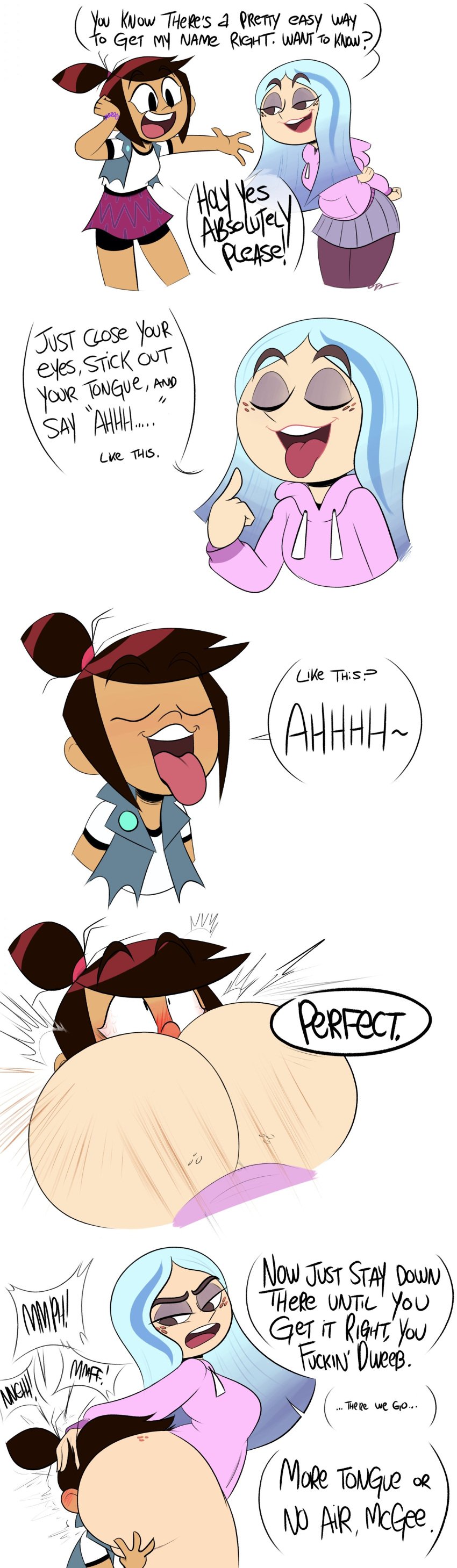 2_girls aged_up alternate_ass_size andrea_davenport anilingus ass ass_eating ass_in_face big_ass big_ass blush bottom_heavy bottomless brown_hair bubble_ass bubble_butt chocolate_and_vanilla dark-skinned_female dark_skin dat_ass dialogue disney disney_channel disney_xd eating_ass eyeshadow face_in_ass facesitting fat_ass fat_butt females females_only femdom forced_yuri freckles hand_on_head huge_ass huge_ass interracial_yuri jacket large_ass large_butt light-skinned_female light_blue_hair light_skin looking_back molly_mcgee ota_(artist) rimming shorts skirt smothering smothering_ass suffocation surprised teen text thai the_ghost_and_molly_mcgee thick_ass thick_thighs tricked wide_hips yuri