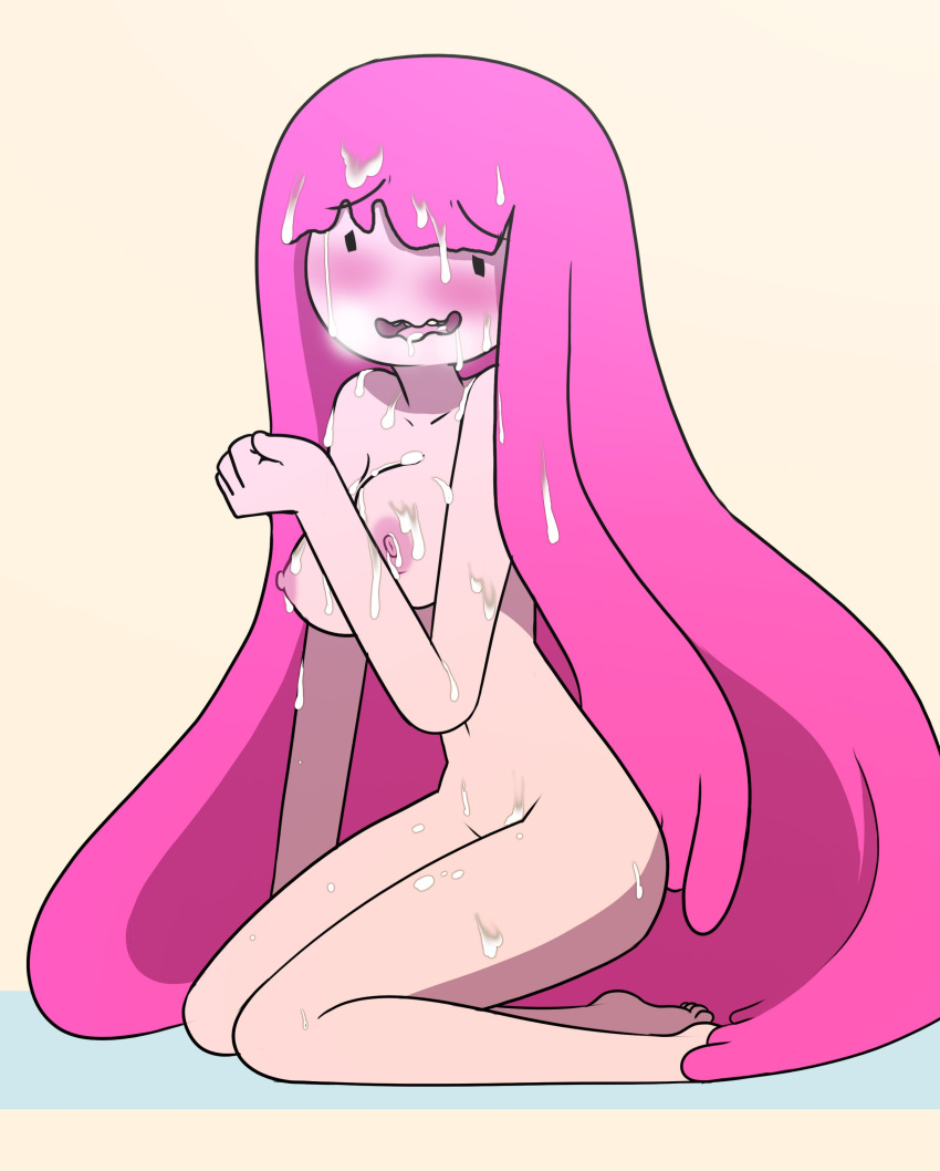 1girl 2d 2d_(artwork) 2d_artwork adventure_time areola big_breasts blush blush_lines blushed blushing_at_viewer blushing_female blushing_profusely breasts candy cartoon_network cum cum_in_ass cum_in_mouth cum_on_body cum_on_breasts cum_on_clothes cum_on_face cum_on_hair cum_on_upper_body female_only food_humanoid hair inkershike long_hair nipples pink_hair princess princess_bubblegum