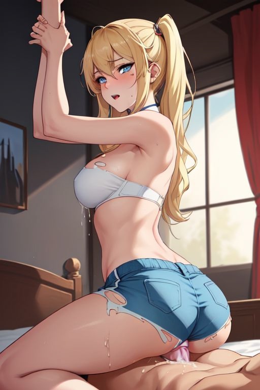 1boy 1girl ai_generated ann_takamaki ass bad_anatomy bad_hands blonde_hair blue_eyes couple marvin_harris original_character penis penis_in_pussy persona_5 sex vaginal vaginal_penetration vaginal_sex