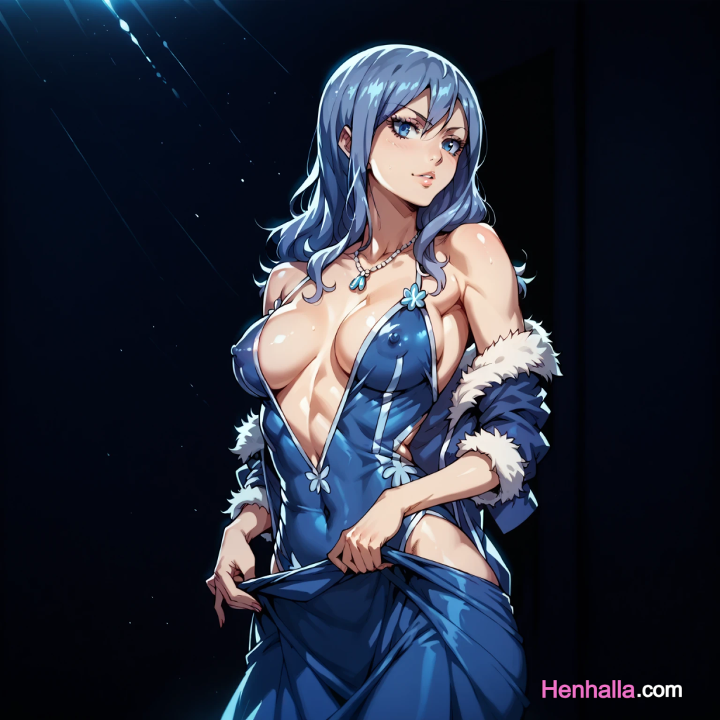 1girl 1girls ai_generated anime anime_girl big_breasts breasts dress fairy_tail henhalla.com hentai juvia_lockser solo_female young younger_female