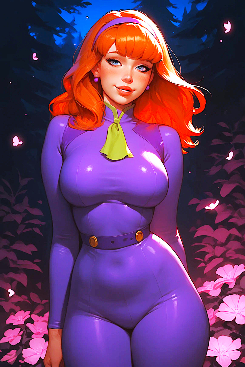 ai_generated big_breasts daphne_blake latex_bodysuit scooby-doo thighs