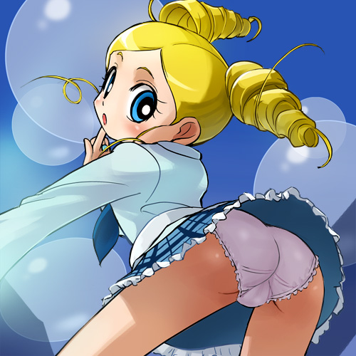 1girl blonde_hair blue_eyes bubbles_(ppgz) fanart panties panties_down powerpuff_girls_z school_uniform schoolgirl