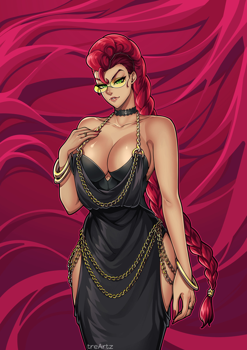 1girl 1girls big_breasts black_dress breasts capcom cleavage crimson_viper dress elegant female_only huge_breasts long_hair milf red_hair street_fighter sunglasses thotlerrr tinted_eyewear treartz twitter voluptuous yellow-tinted_eyewear