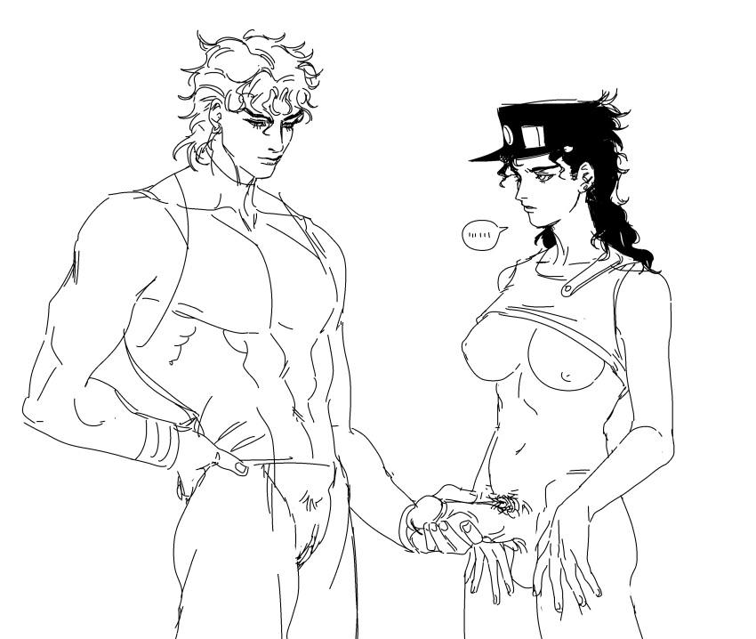 1cuntboy 1futa ashva_(artist) cuntboy dio_brando erect_penis erection futanari jojo's_bizarre_adventure jotaro_kujo sketch stardust_crusaders