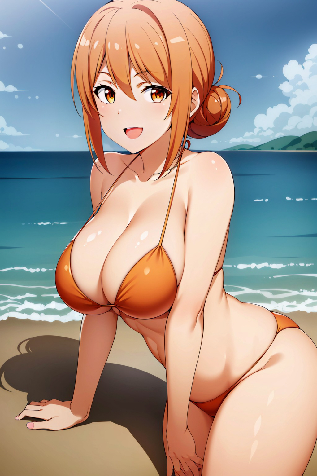 1024px x 1536px - Busty Hentai - 1girl alluring beach big breasts bikini blue sky cleavage  milf ocean on beach - Hentai Pictures