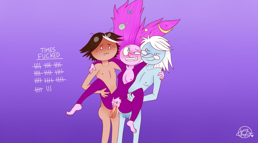 1girl 2boys 2boys1girl adventure_time anal barefoot candy_queen clothed_female_nude_male clothed_sex creampie double_penetration eyes_rolling_back feet fionna_and_cake heterochromia ice_king kanon65 mmf_threesome nip_slip princess_bubblegum rolling_eyes sex_through_clothes simon_petrikov stand_and_carry_position standing_double_penetration standing_sex tally_marks threesome vaginal vaginal_penetration winter_king