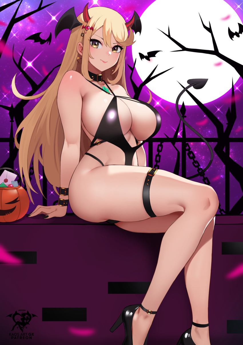 Hentai Blonde Girl Alluring Bare Legs Bare Shoulders Big Breasts Black Leotard Blonde Hair