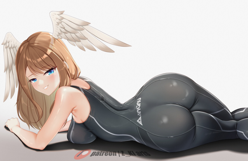 Hentai Nintendo Girl Alluring Ass Ass Focus Bare Shoulders Blue Eyes Blush Bodysuit Breasts