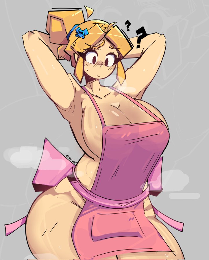 big_breasts brawl_stars dierelc female_only naked_apron piper_(brawl_stars) supercell