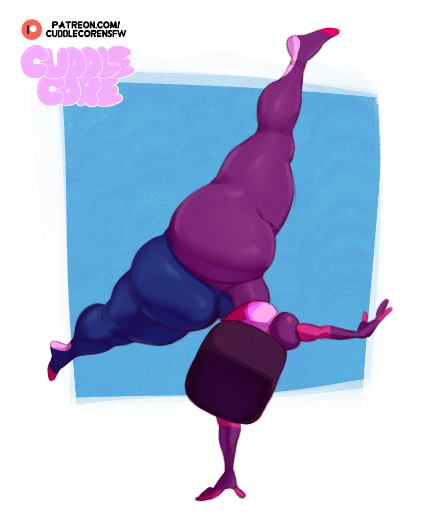 1girl 1girl 1girls ass big_ass breasts cuddlecore dat_ass fusion garnet_(steven_universe) gem_(species) gem_fusion hair handstand multicolored_body pose solo_female solo_focus spin_kick splits square_head steven_universe tagme thick_ass thick_thighs tight_clothing viewed_from_behind voluptuous voluptuous_female