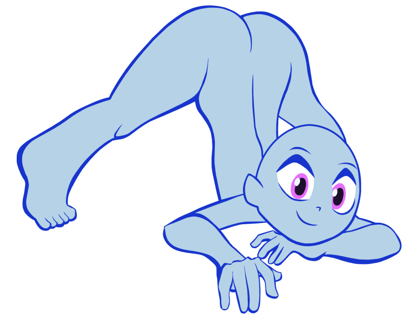 ass bald blue_skin edit jack-o_pose looking_at_viewer misaraya pose purple_eyes tagme white_background ych