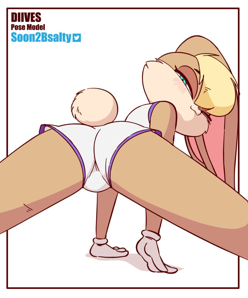 1girl 2021 5:6 :3 accessory animated anthro arm_support ass basketball_uniform blonde_hair blue_eyes blush bottomwear breasts buckteeth butt_focus clothed clothing cotton_tail crop_top dialogue dialogue_box digital_media_(artwork) diives english_text female flexible fur gif gloves hair hair_accessory hairband half-closed_eyes handwear heart_symbol high_res lagomorph leporid lola_bunny long_ears looking_at_viewer looking_back looney_tunes mammal midriff narrowed_eyes open_:3 presenting presenting_hindquarters rabbit scut_tail seductive shirt short_playtime short_tail shorts simple_background skimpy smug solo space_jam speech_bubble splits sportswear spread_legs spreading tail talking_to_viewer tan_body tan_fur tank_top teeth text topwear tune_squad_outfit tune_squad_outfit_(1996) uniform warner_brothers white_background white_clothing white_gloves white_handwear