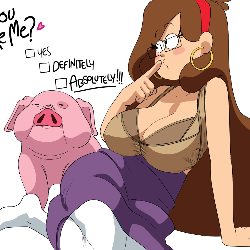 1girl 2d 2d_(artwork) 2d_artwork areola artist_request ass bag bra breasts brown_hair disney disney_xd drpizzaboi1 glasses gravity_falls hair inker_comics inkershike long_hair mabel_pines nipples tagme waddles