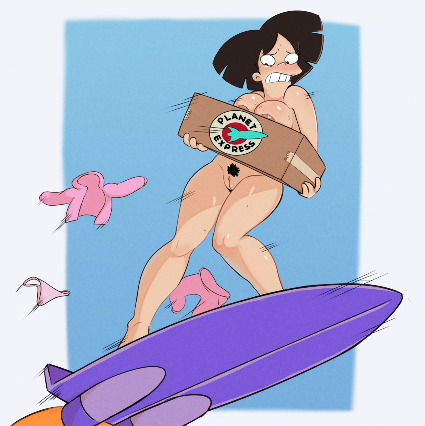 amy_wong black_hair blush breasts embarrassed embarrassed_nude_female embarrassing enf futurama nipples nude nude_female panties pink_panties pussy ripped_clothing short_hair surfboard surfer_girl surfing wardrobe_malfunction