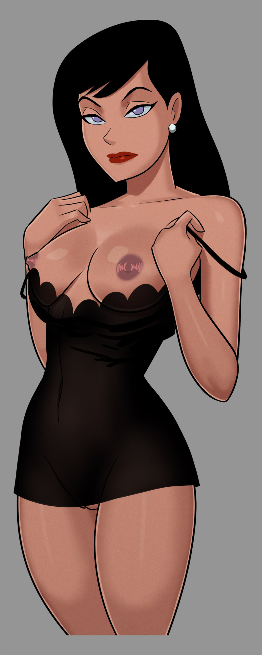 1girl big_breasts black_hair breasts female_focus lois_lane long_hair patreon patreon_paid patreon_reward solo_female something_unlimited sunsetriders7