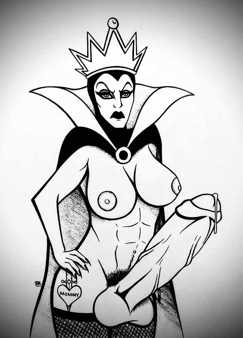 breasts cape crown disney disney_villains futa futa_only futanari madamesam penis precum queen queen_grimhilde snow_white_and_the_seven_dwarfs