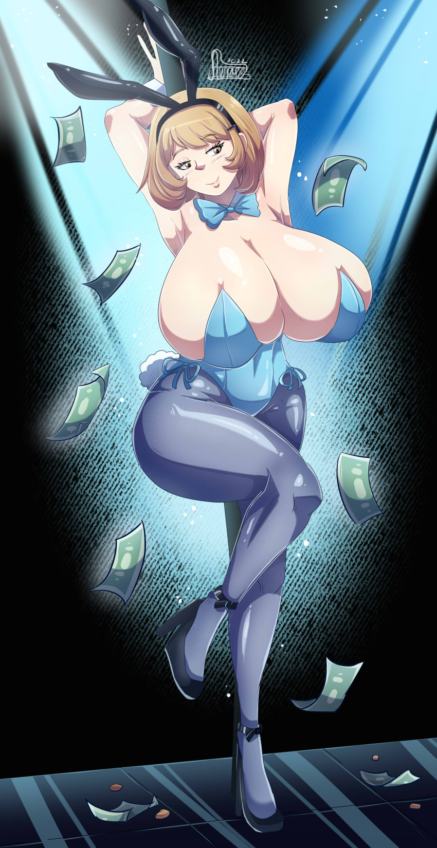 1girl 1girl 1girl alvarodibujill1 armpits ass big_ass big_breasts breasts breasts_bigger_than_head bunny_ears bunny_girl bunnysuit bursting_breasts clothed_female enormous_breasts female_focus female_only gigantic_breasts high_res huge_breasts hyper hyper_breasts massive_breasts narusawa_ryouka occultic;nine short_hair solo_female solo_focus tagme teen thick_thighs