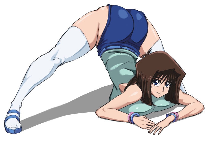 1girl 1girls ass big_ass big_breasts blue_eyes breasts brown_hair clothed_female female_focus female_only konami short_hair solo_female solo_focus tagme tea_gardner teen yu-gi-oh! yu-gi-oh!_duel_monsters zahkey