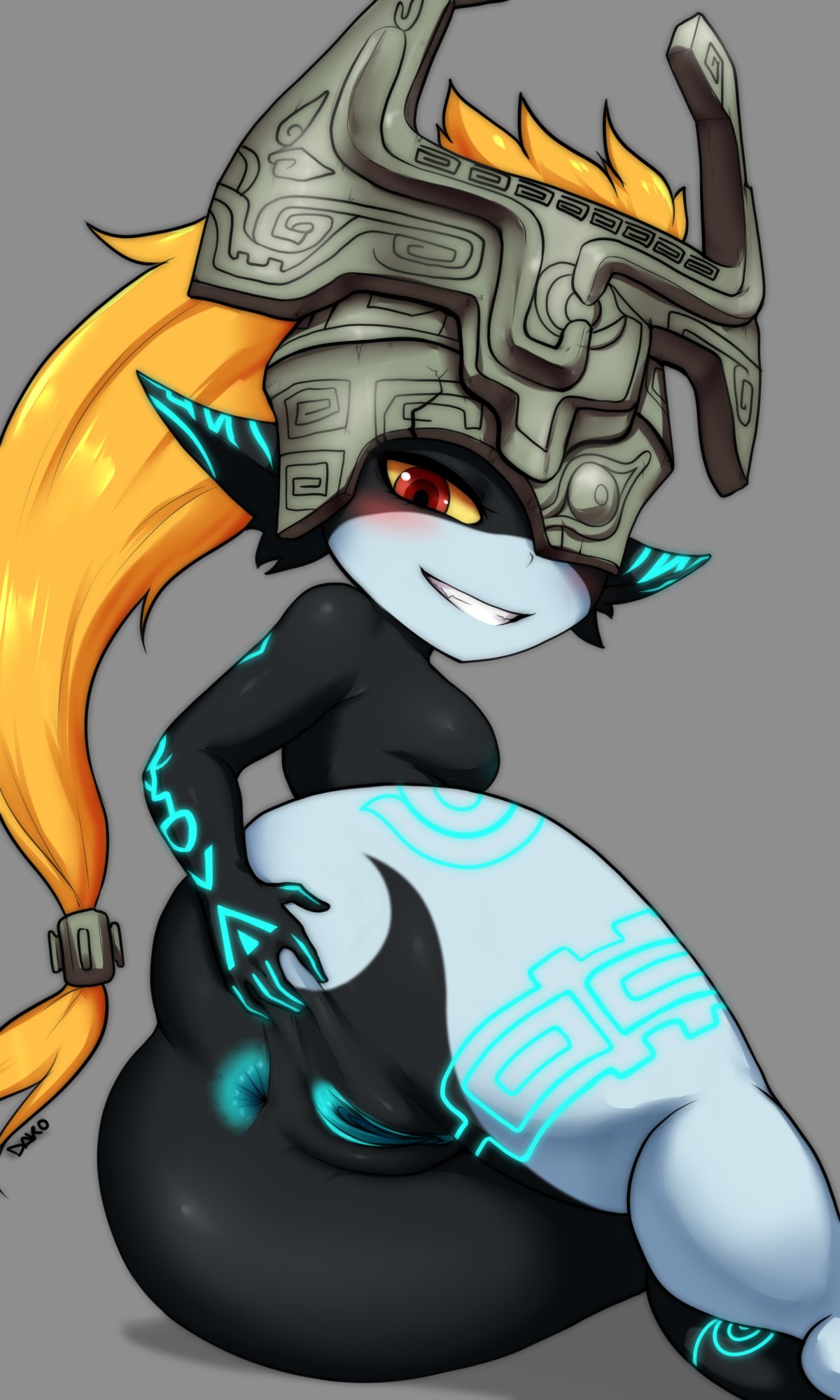 1girl anus armor ass big_ass blush breasts completely_nude dakosito dat_ass featureless_breasts genitals grey_background hand_on_ass hand_on_own_ass headgear helmet humanoid humanoid_genitalia humanoid_pussy imp medium_breasts midna nintendo nude one_eye_covered one_eye_obstructed presenting presenting_anus presenting_pussy pussy red_eyes sexy sexy_ass sexy_body shadow shortstack simple_background smile spread_anus spread_pussy spreading the_legend_of_zelda the_legend_of_zelda:_twilight_princess thicc thick thick_ass thick_thighs thighs twili twilight_princess yellow_sclera