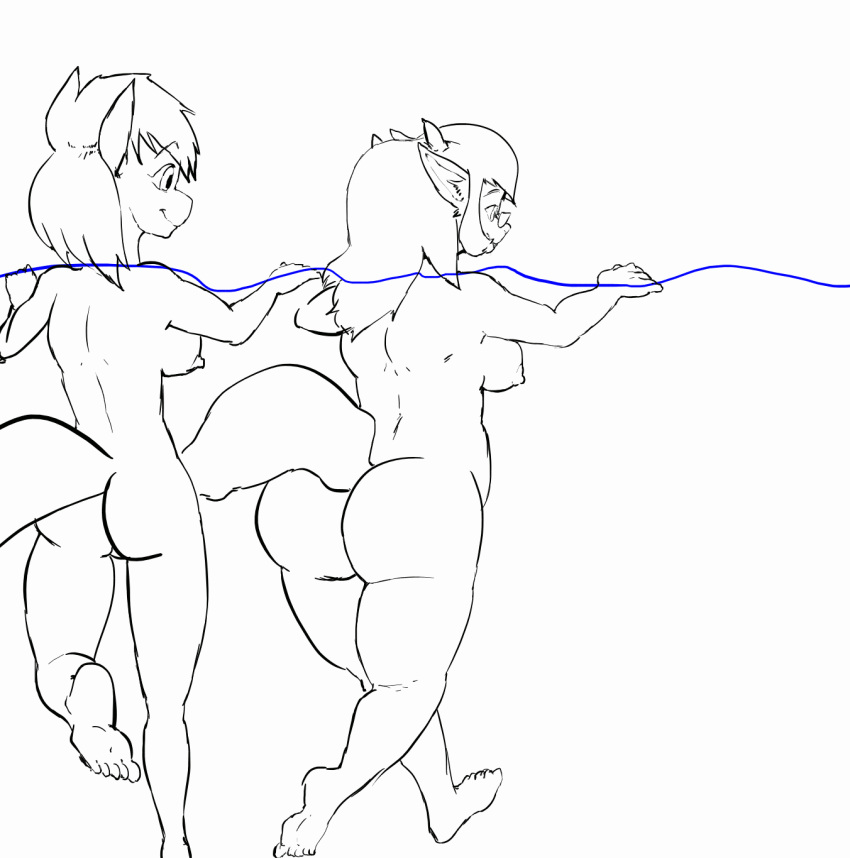 2d_animation 2girls anthro areola ass big_ass black_and_white bouncing_breasts breasts buoyant_breasts butt_grab byondrage dat_ass duo equid equine featureless_crotch feline female/female frame_by_frame fully_submerged_arms fully_submerged_legs fully_submerged_tail gif hair hair_in_water hand_on_butt hands_out_of_water head_out_of_water high_res horse lolodepuzlo long_hair mammal monochrome mostly_submerged mythological_sphinx mythology natural_breasts navel nipples nude original partially/partially_submerged partially_submerged radia_scherezade_(lolodepuzlo) short_playtime skinny_dipping slightly_chubby submerged_arms submerged_legs submerged_tail swimming underwater water waterline_view