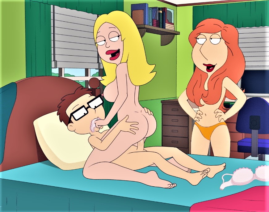 american_dad ass big_penis cowgirl_position crossover erect_penis family_guy francine_smith glasses hands_on_hips incest lois_griffin mother_&amp;_son panties panties_in_mouth steve_smith thighs vaginal