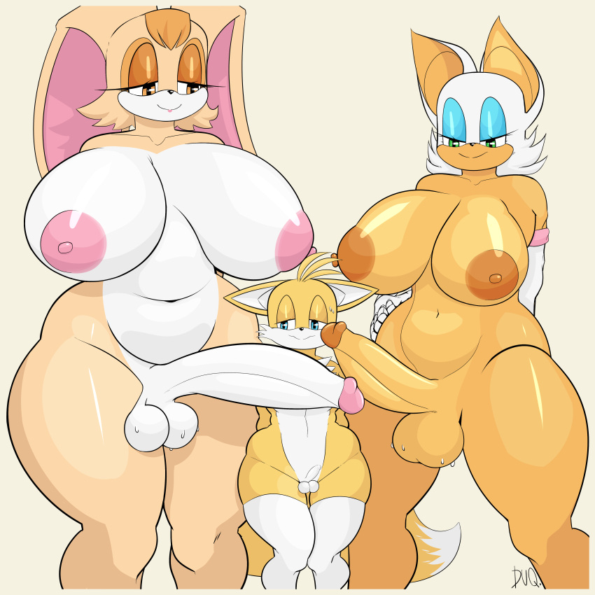 1boy 2d 2futas absurd_res anthro areola balls bat big_balls big_breasts big_penis blue_eyes bodily_fluids breasts brown_eyes canid canine chiropteran cream_fur cream_hair duq elbow_gloves erection femboy fox fur furry furry_futa furry_intersex furry_male furry_milf furry_only futa_is_bigger futa_on_femboy futanari futanari_on_male genitals girly green_eyes group gynomorph half-closed_eyes high_res huge_breasts huge_cock humanoid_penis imminent_sex imminent_threesome intersex intersex/intersex intersex/male interspecies lagomorph larger_futanari larger_gynomorph larger_intersex leporid male mammal miles_"tails"_prower navel nervous nipples nude orange_hair penis penis_size_difference rabbit rabbit_ears rouge_the_bat sega simple_background size_difference small_balls small_penis smaller_male smile sonic_the_hedgehog_(series) standing stockings sweat sweaty_balls thick_thighs trio vanilla_the_rabbit video_game_milf wide_hips