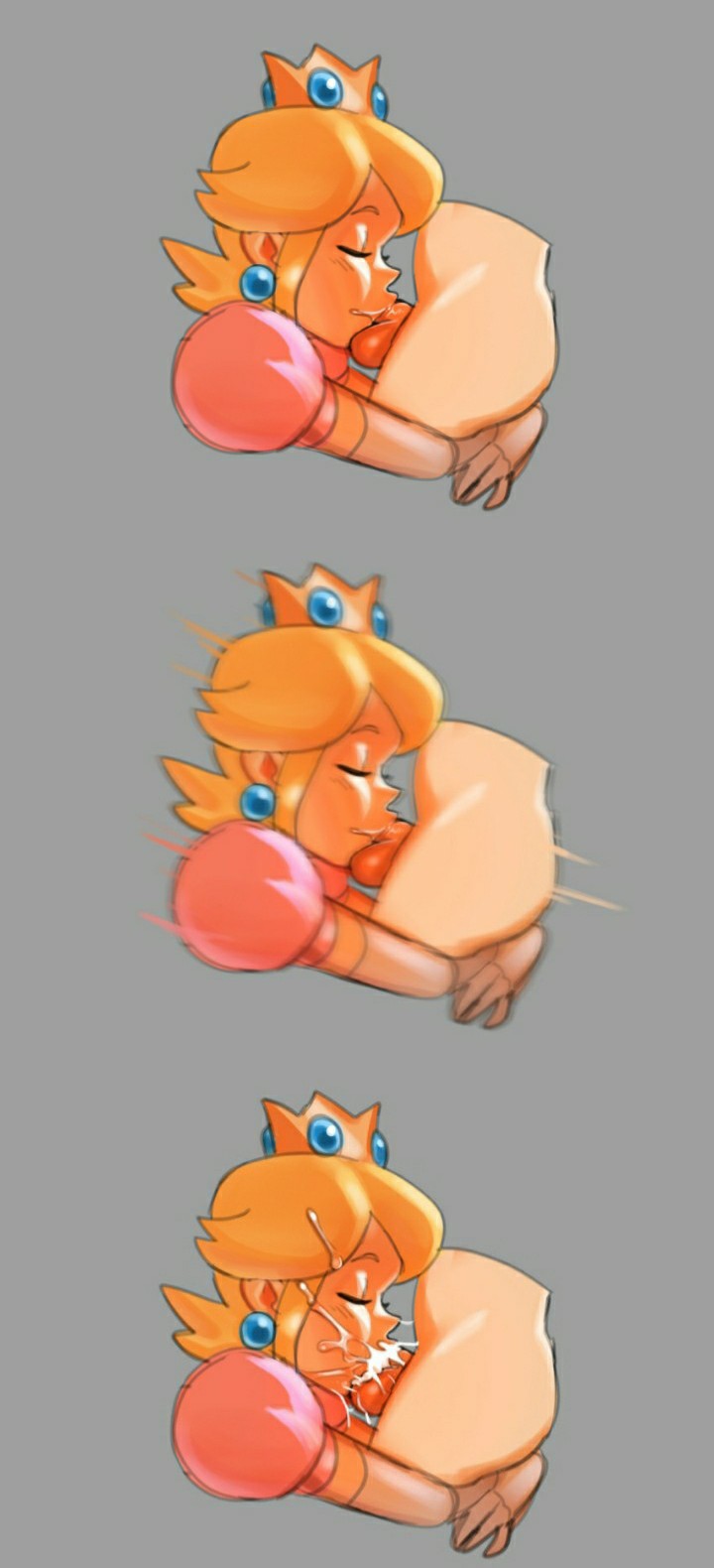 1boy 1girl all_the_way_to_the_base arms balls balls_deep blonde_hair blush closed_eyes clothed_female crown cum cum_in_mouth cum_on_face cumshot cute deepthroat deepthroat_hug dress earrings fellatio female_focus grey_background hands hugging_legs male male/female mario_(series) mature mature_female nintendo nose oral oral_sex pale_skin penis pink pink_dress princess princess_peach saliva simple_background solo_female tagme tagme_(artist) thirnz thirnzzz thrusting thrusting_into_mouth video_game video_game_character video_game_franchise wrapped_hands yellow_hair