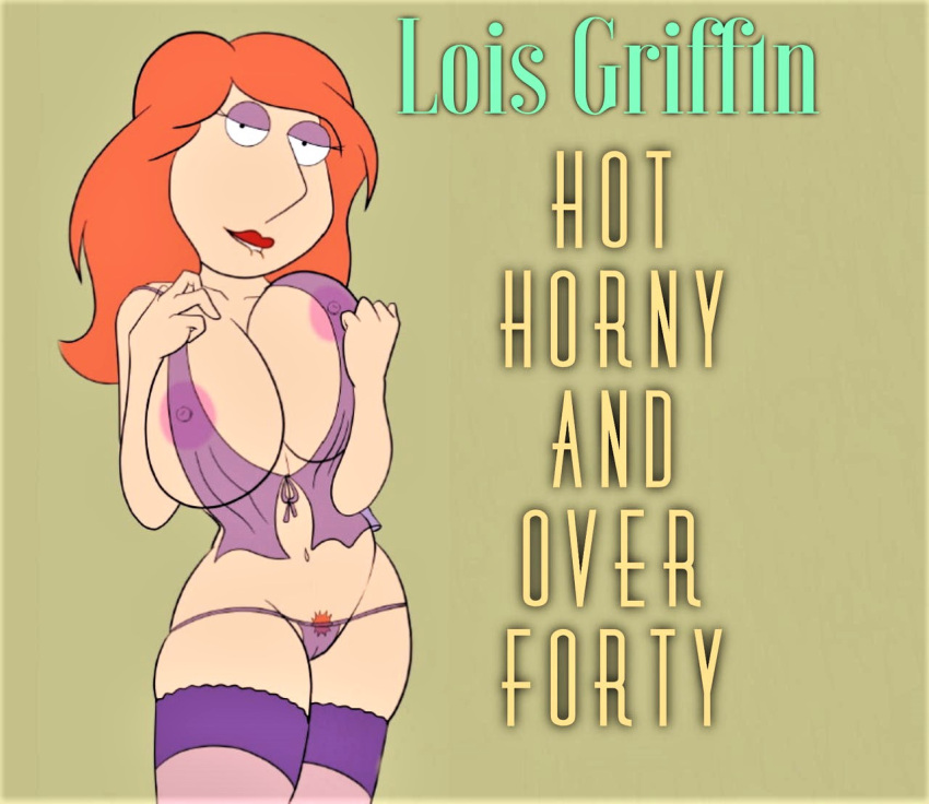 biting_lip cameltoe erect_nipples family_guy huge_breasts lois_griffin pubic_hair stockings thighs thong