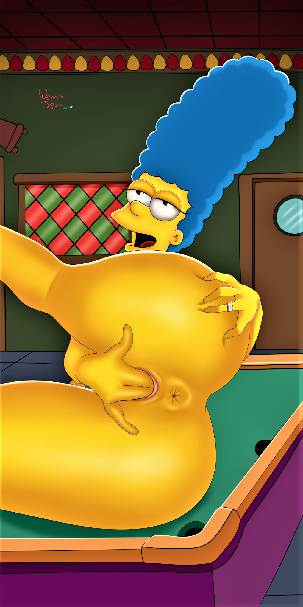 ass fingering marge_simpson masturbation shaved_pussy the_simpsons thighs