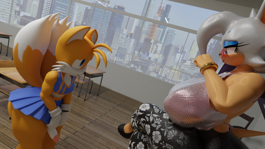 1boy 1girl 3d 3d_(artwork) age_difference anthro bat big_breasts blender cheerleader crossdressing femboy femboy_on_female fox furry gimleduat huge_breasts imminent_sex miles_"tails"_prower older_female older_woman_and_younger_boy penis rouge_the_bat sega sega sonic_the_hedgehog_(series) tagme teacher teacher_and_student younger_male