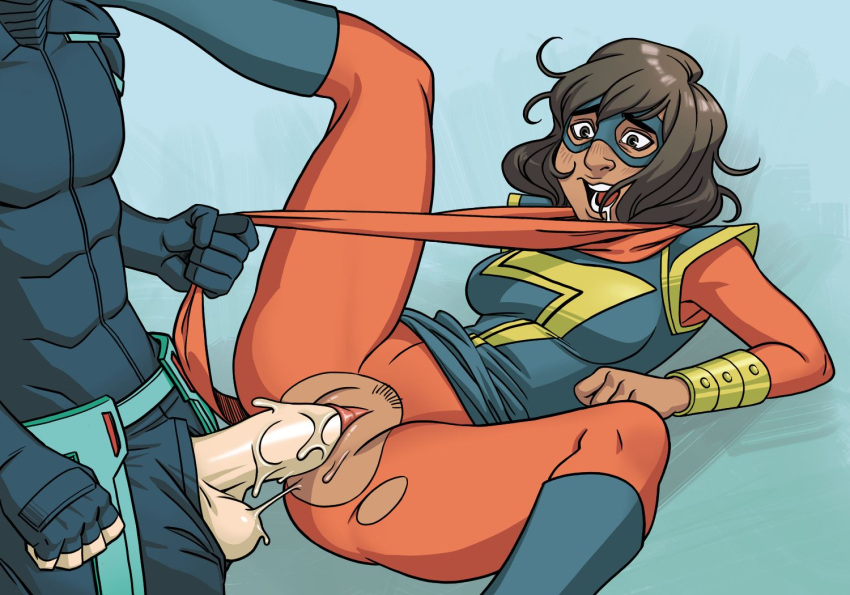 big_breasts big_penis bwc clothes_pull dark-skinned_female drooling interracial kamala_khan light-skinned_male marvel marvel_comics messy_hair ms._marvel ripped_clothing ripped_pants sex vaginal_penetration wet_penis wet_pussy