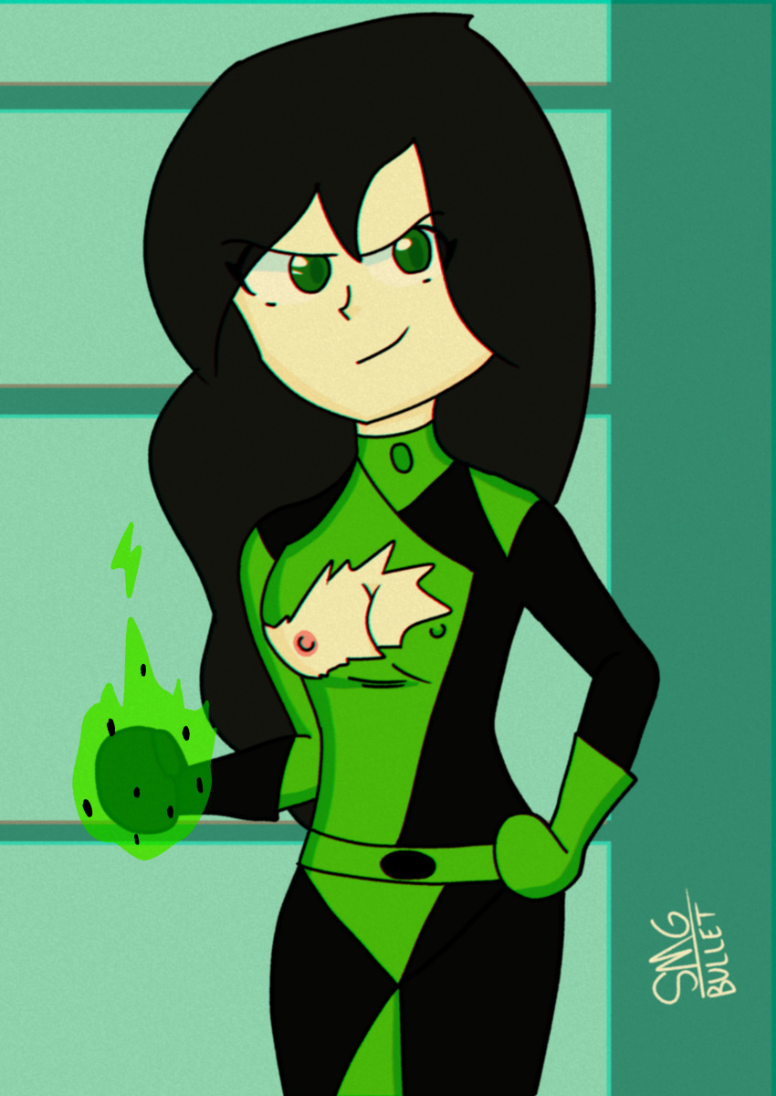 big_breasts breasts green_eyes kim_possible long_hair ripped_clothing shego