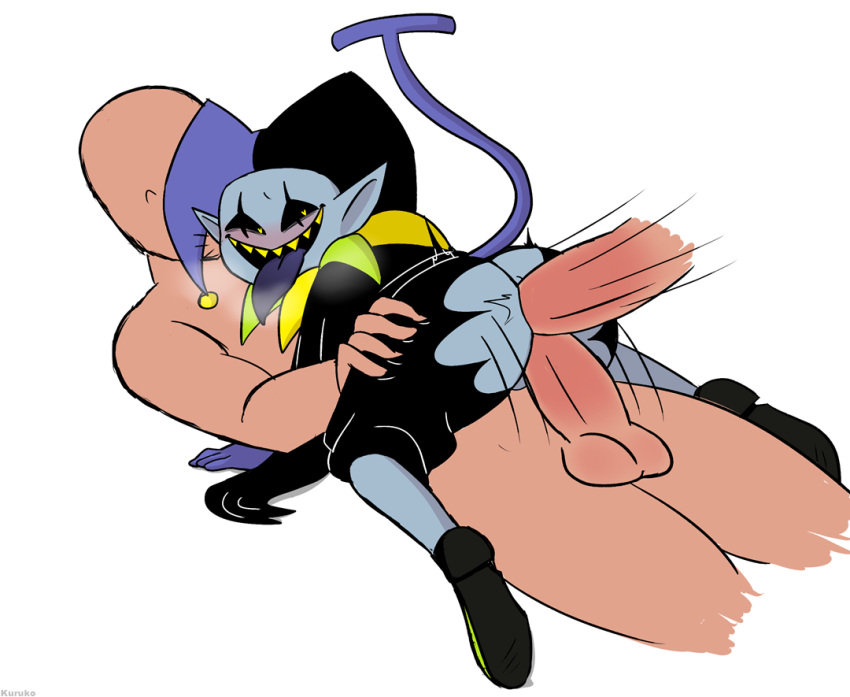 anal anal_sex anon anonymous_male ass bald balls blush breath cape clothed clothing deltarune disembodied_penis double_penetration erection faceless_male footwear gloves group group_sex hand_on_leg hat headgear human humanoid imp jester jevil_(deltarune) kuruko_(artist) looking_back looking_pleasured lying male male/male male_only mammal on_back on_front on_ground on_top open_mouth pants penetration penis pixiv_id_2377694 pointy_ears presenting presenting_hindquarters presenting_penis sex sharp_teeth shirt shoes smile spread_legs spreading teeth threesome tongue tongue_out torn_clothing uncensored undertale_(series) unseen_male_face video_games white_background yaoi yellow_eyes